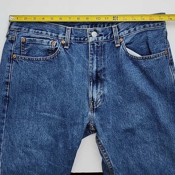 Levi's 505 Men's Blue Wash Denim Jeans Straight Leg Size 36 - Picture 11 of 13